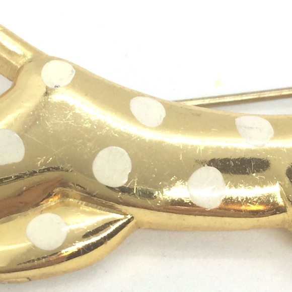 3/$30 VINTAGE MONET DOG BROOCH SPOT POLKA DOT MCM MID CENTURY MODERN GOLD TONE - Picture 11 of 17